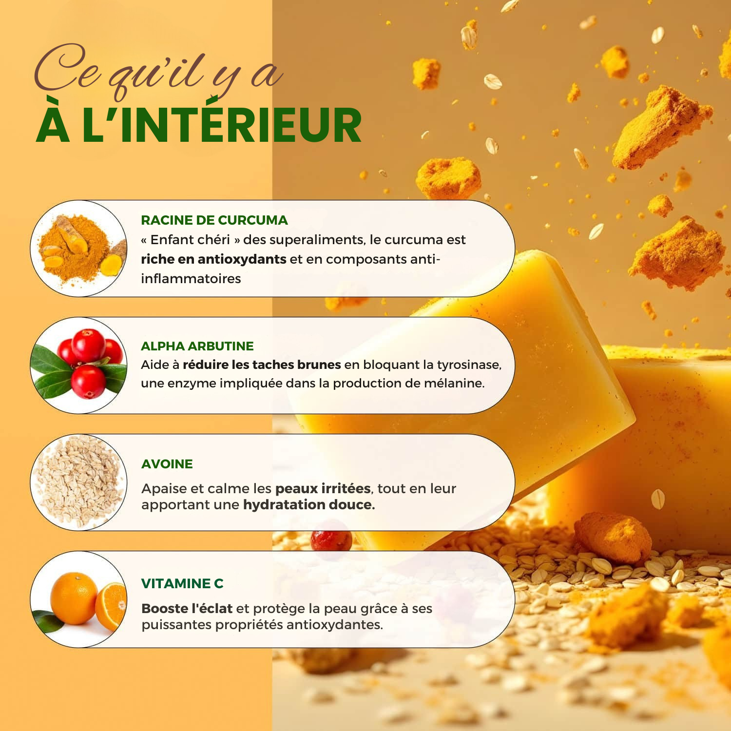 Savon éclaircissant Au Curcuma Et Rose - Anti-taches, Naturel, 500g
